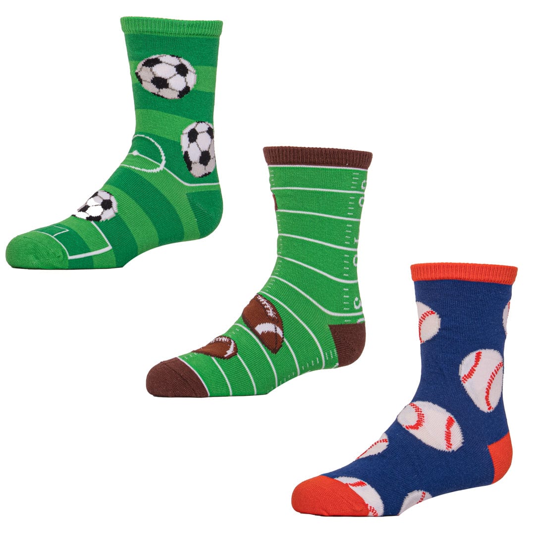 Good Sport Crew Sock 3 Pack 4-7 / Green