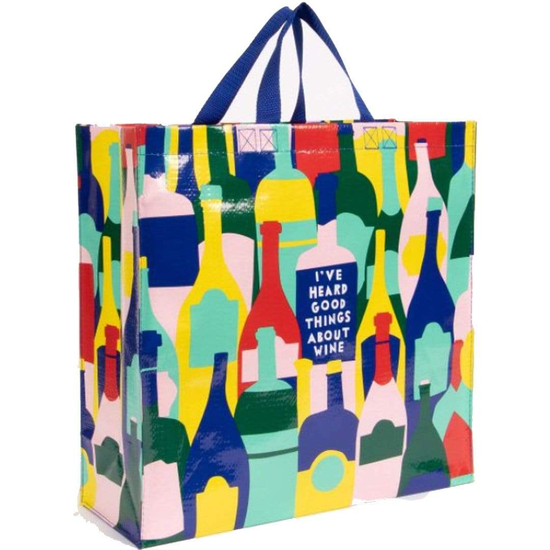 Good Things About Wine Large Tote Bag Blue