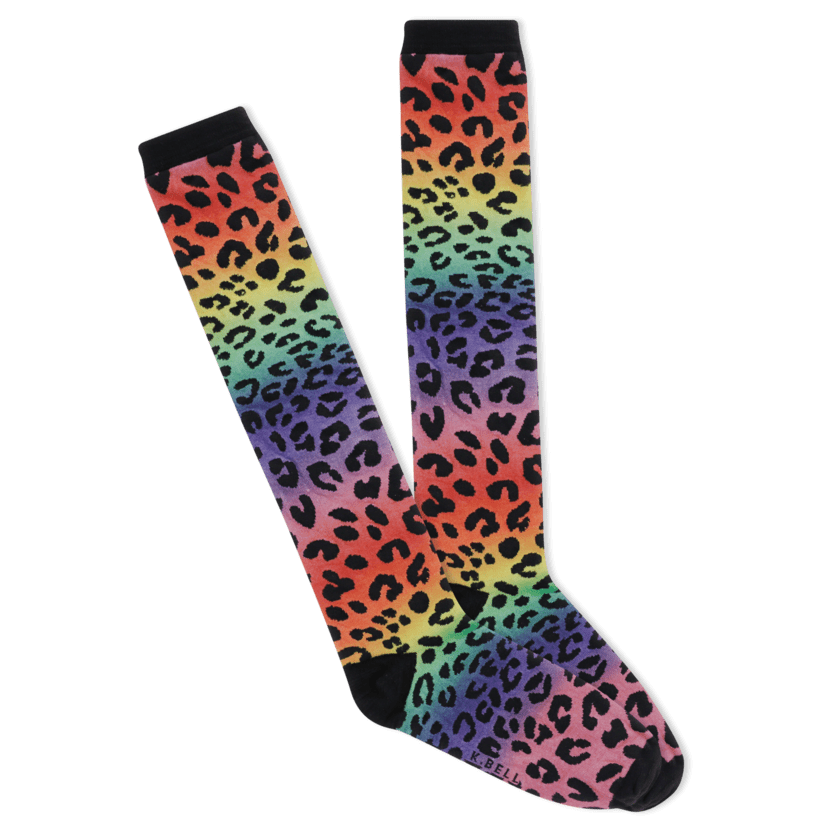 Gradient Leopard Women&#39;s Knee High Socks Rainbow