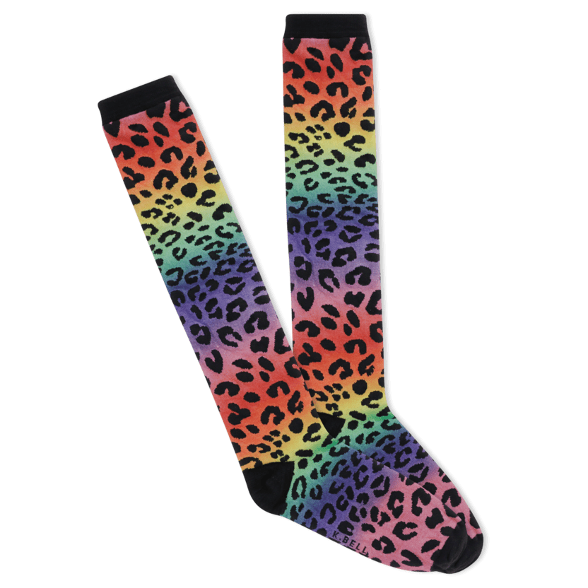 Gradient Leopard Women's Knee High Socks Rainbow
