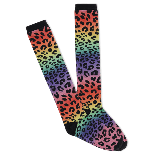 Gradient Leopard Women's Knee High Socks Rainbow