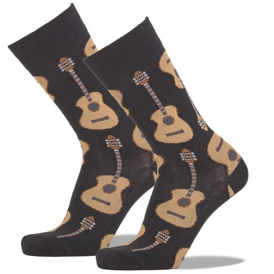 Guitar Socks Men’s Crew Sock King Shoe Size 12-15 / Black
