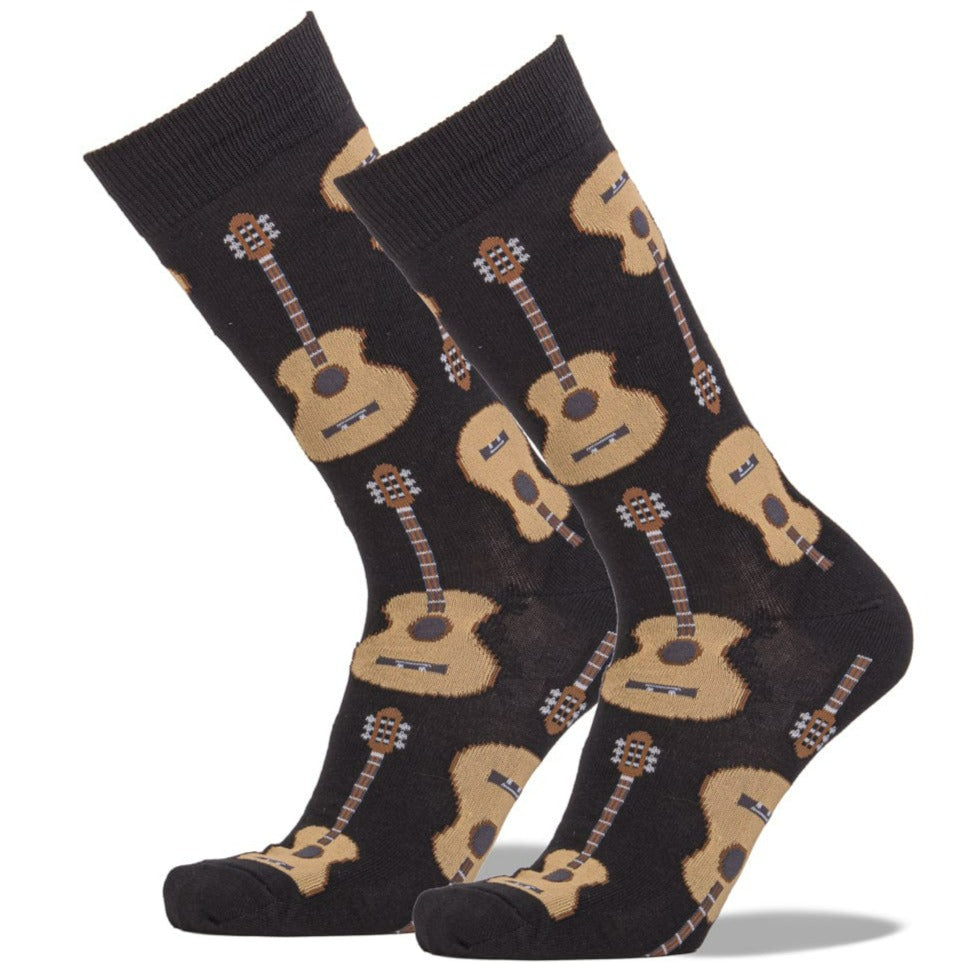 Guitar Socks Men’s Crew Sock Regular Shoe Size 7-12.5 / Black