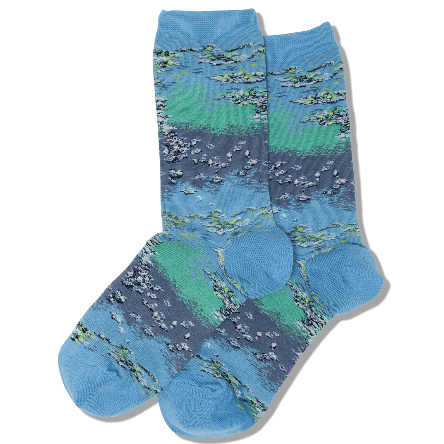 Water Lilies Socks Women's Crew Sock Blue
