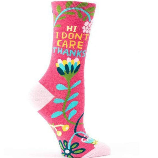 Hi, I Don't Care, Thanks Socks Women's Crew Sock pink