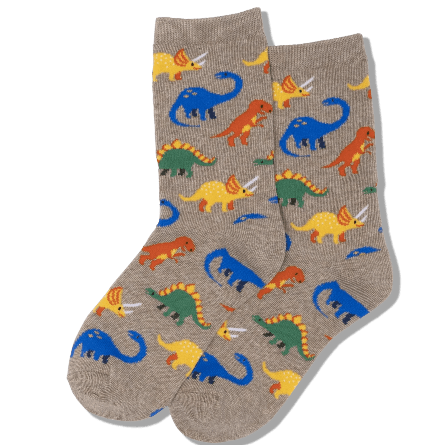 Dinosaur Kids Crew Socks Tan