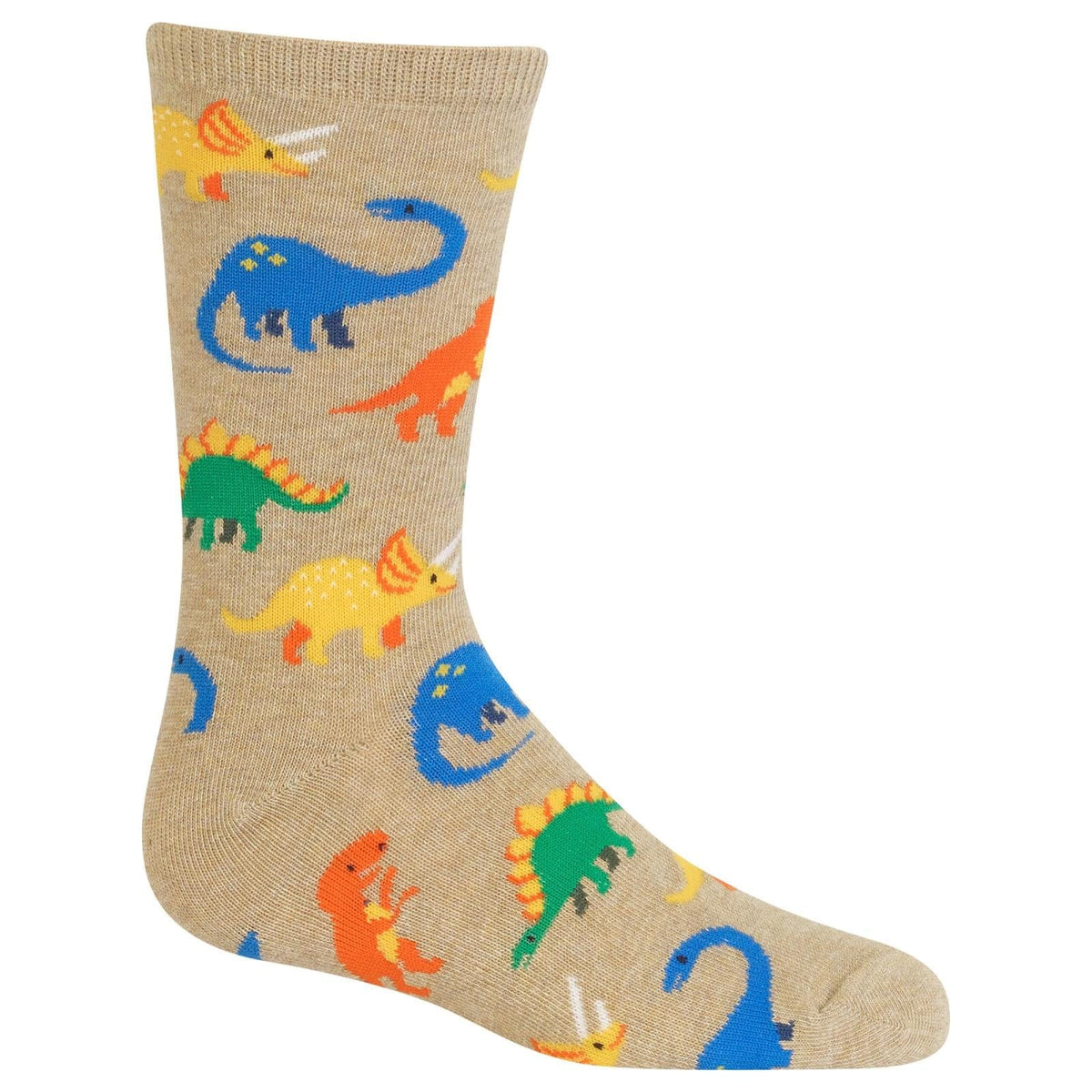 Dinosaur Kids Crew Socks Tan