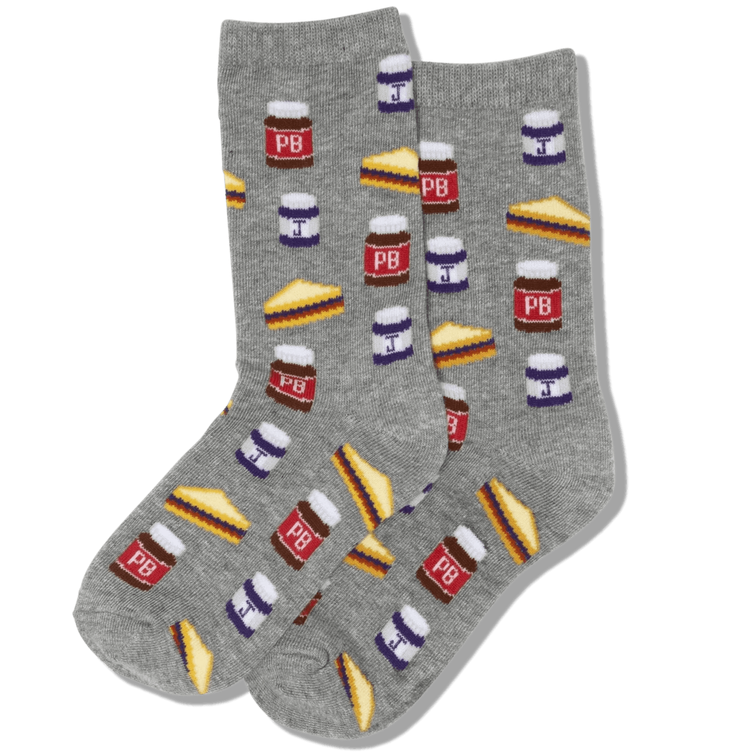 Peanut Butter and Jelly Kid's Crew Socks Grey