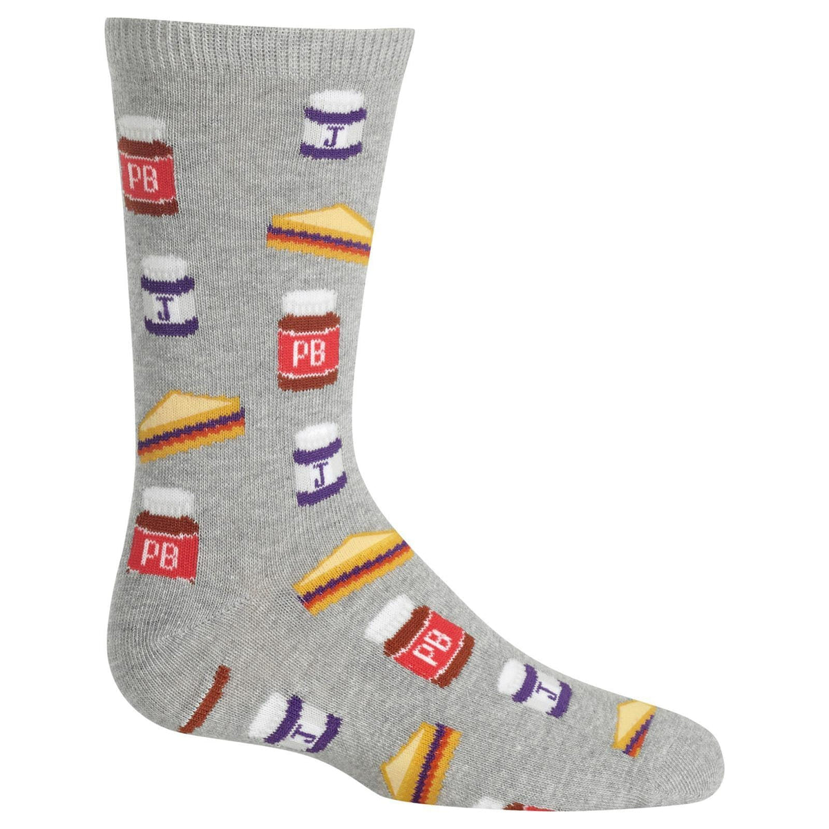 Peanut Butter and Jelly Kid&#39;s Crew Socks Grey