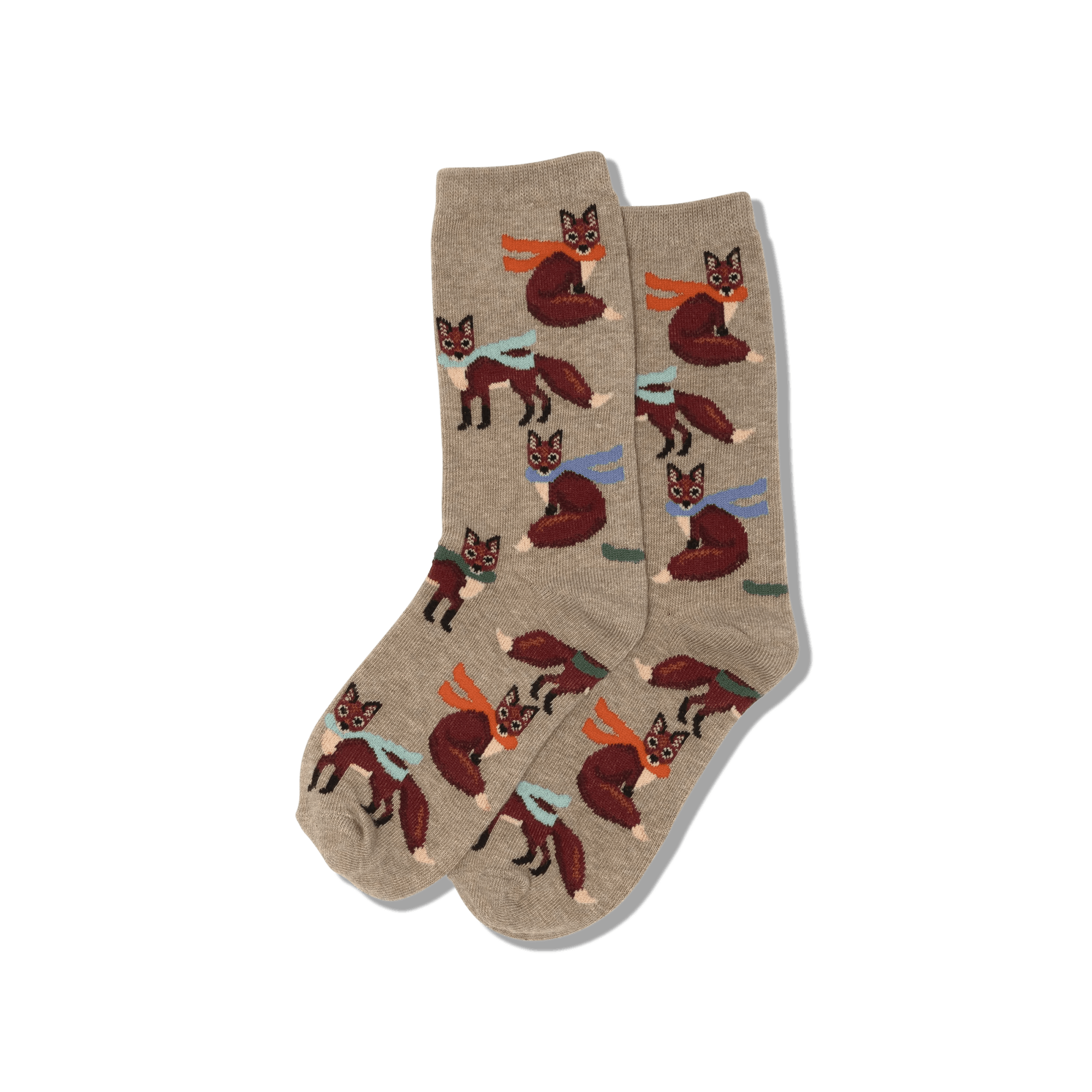 Kid's Winter Foxes Crew Socks Tan