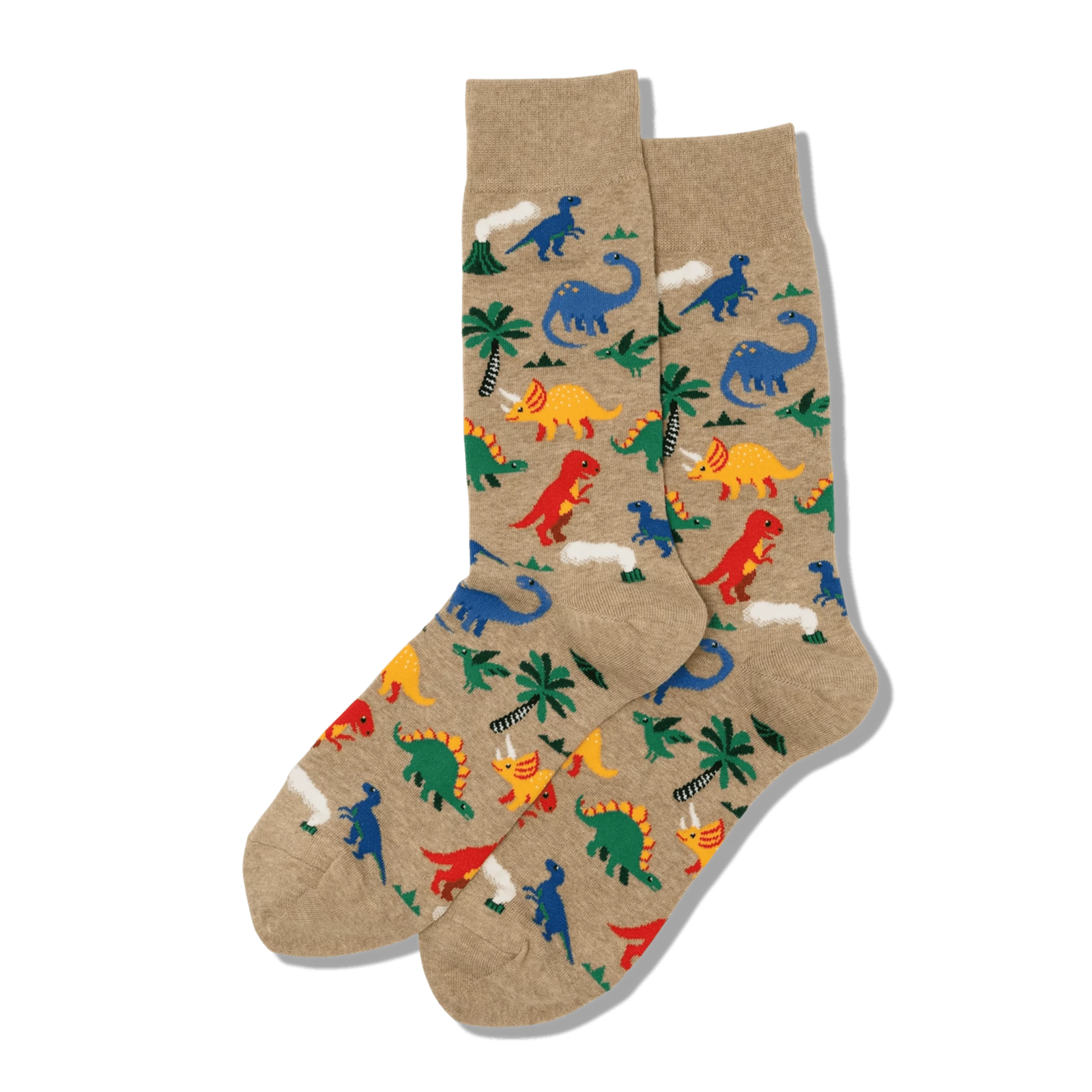 Dinosaurs Men's Crew Socks Tan