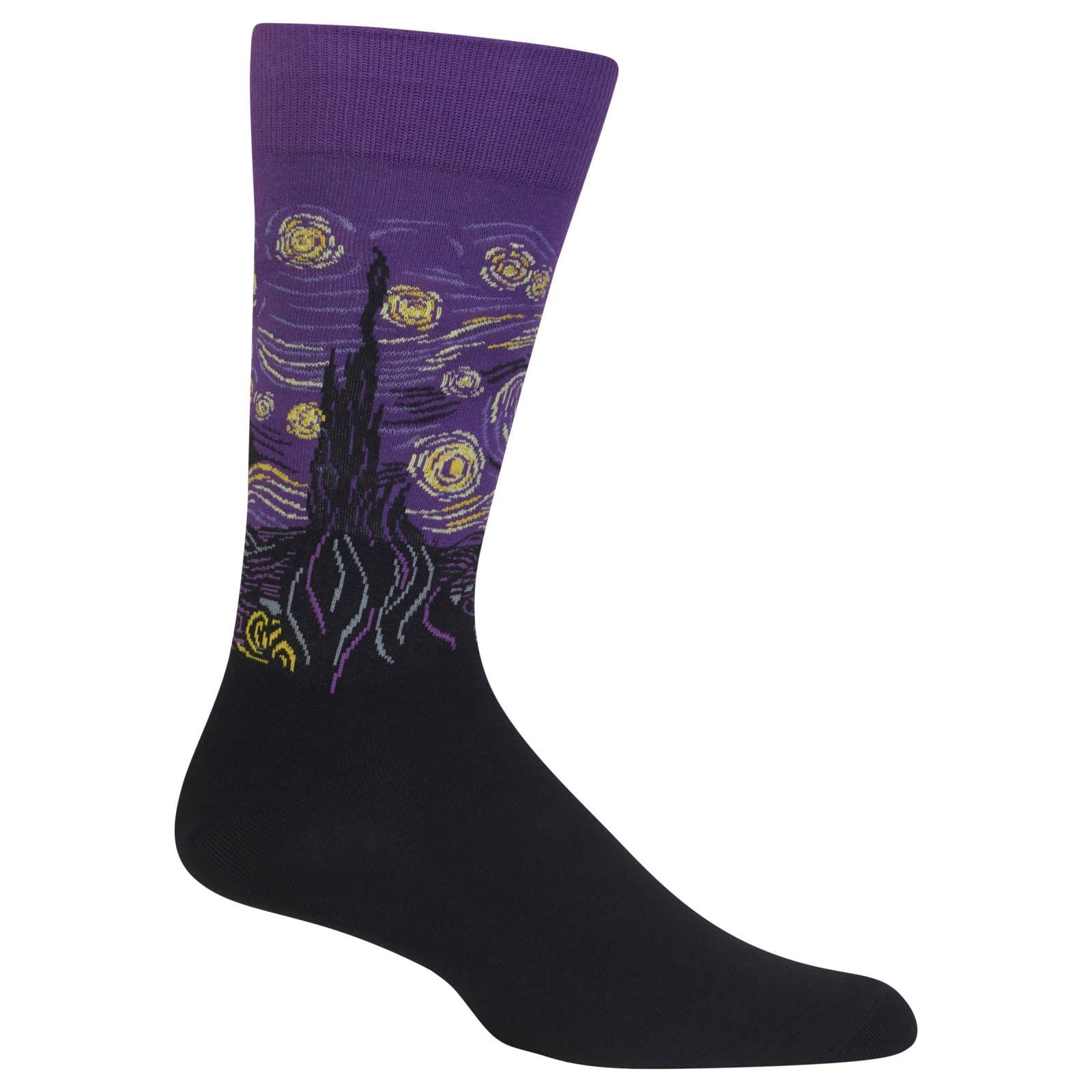 Starry Night Men's Crew Socks Purple
