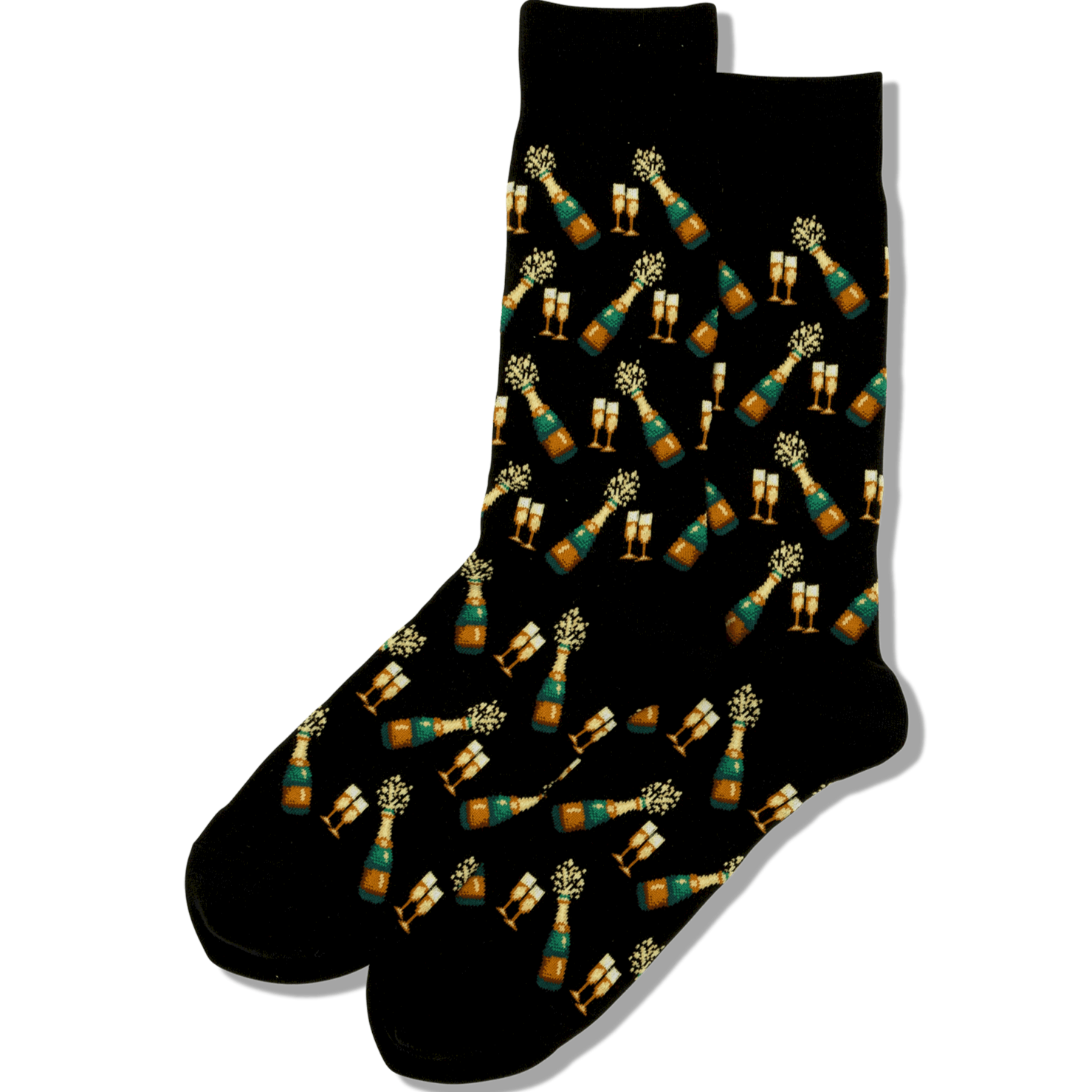 Champagne Bottles Crew Socks Men's / Black