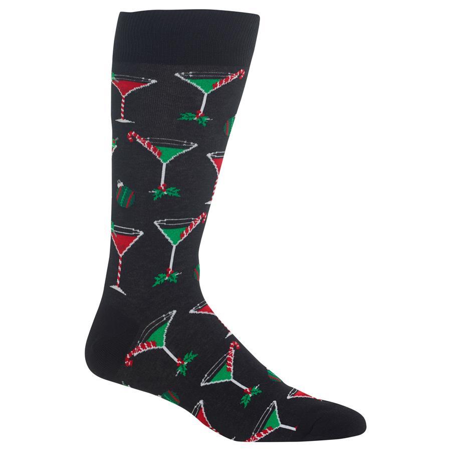 Christmas Cocktails Men's Crew Socks Black