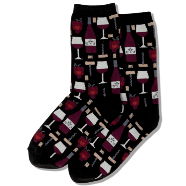 Wine Socks Women's Crew Sock black