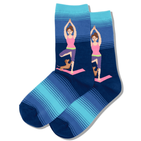 Yoga Girl Socks Women's Crew Sock Blue