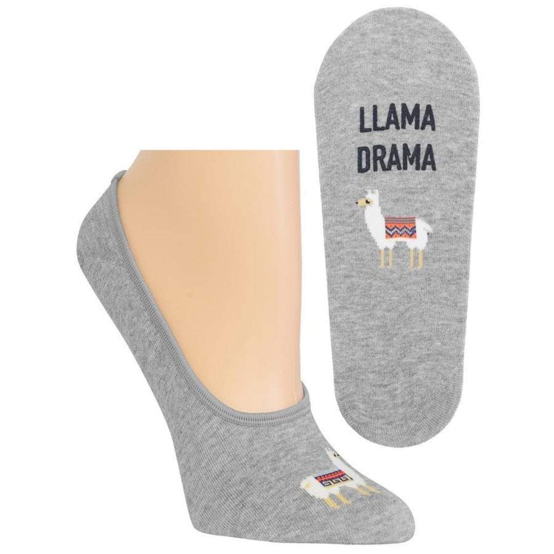 Llama Drama Women's No Show Sock gray