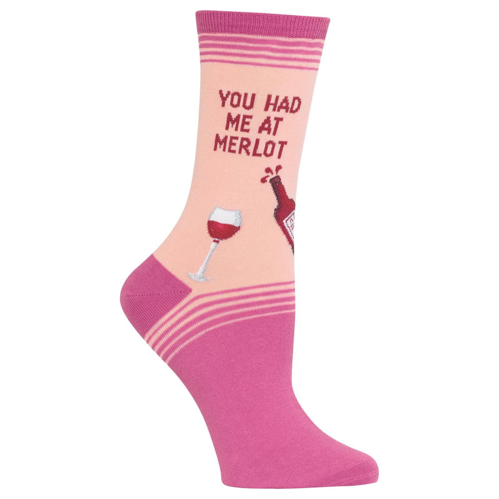 You Had Me At Merlot Women's Crew Socks Pink