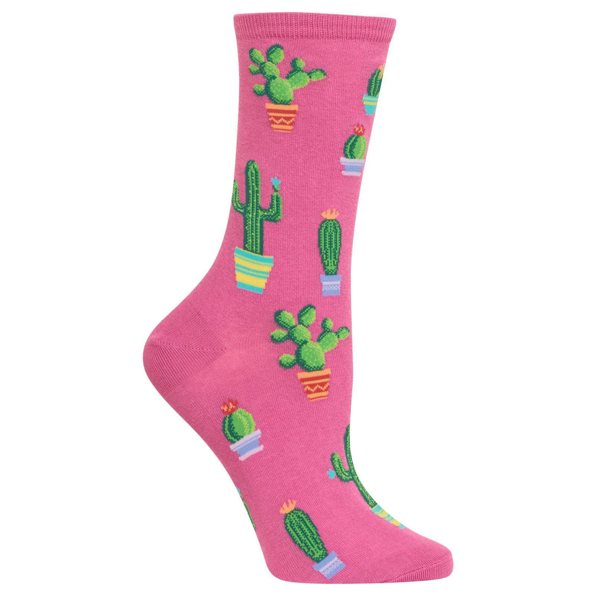 Potted Cactus Women&#39;s Crew Socks Pink