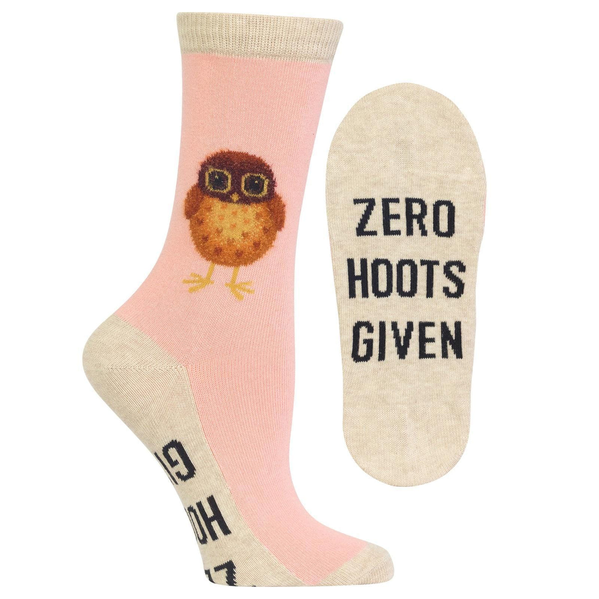Zero Hoots Given Women&#39;s Crew Socks Pink