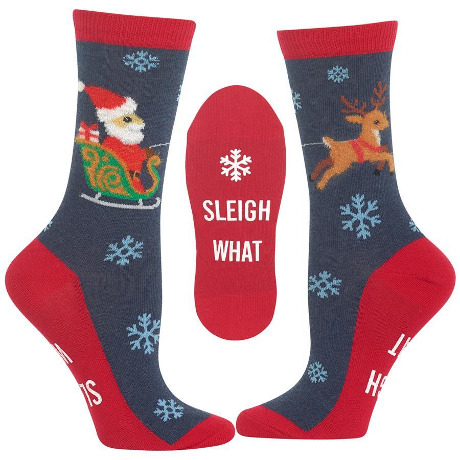 Sleigh What Women's Crew Socks Navy