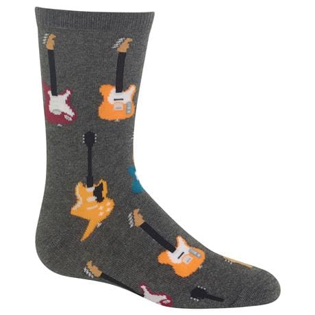 Kid's Guitars Crew Socks Grey