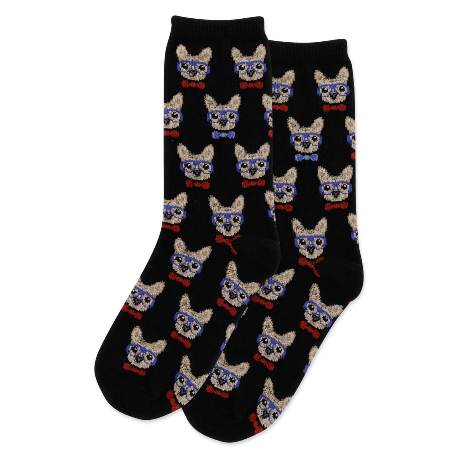 Smart Frenchie Kid's Crew Socks Black