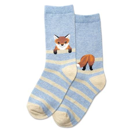 Kid's Fox Stripe Crew Socks Blue