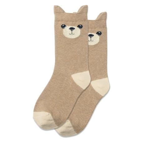 Kid&#39;s Teddy Bear Crew Socks Tan