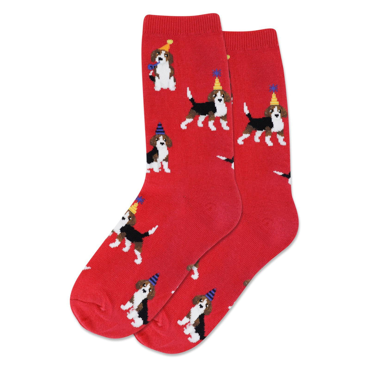Party Beagle Kids Crew Socks Red