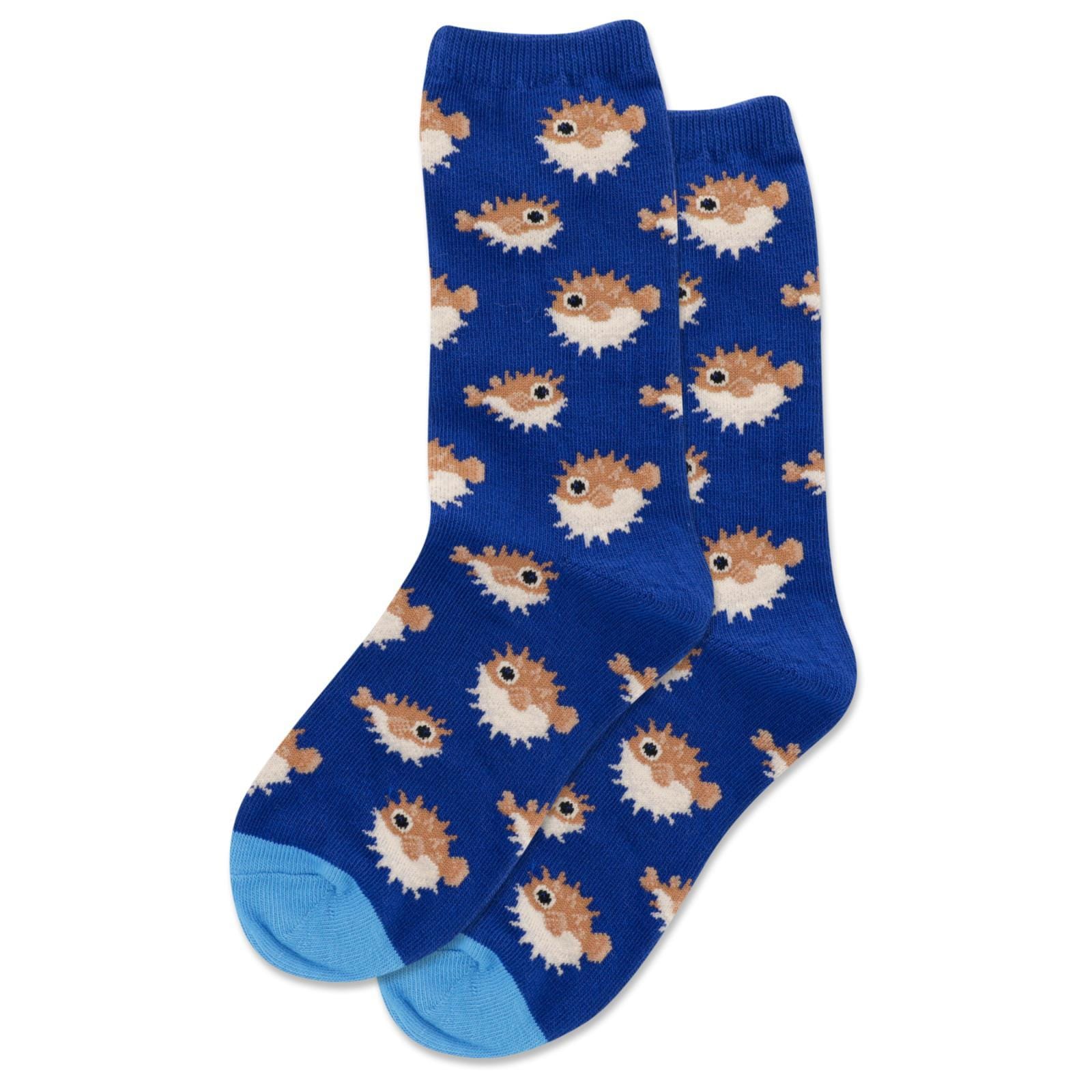 Pufferfish Kid's Crew Socks Blue