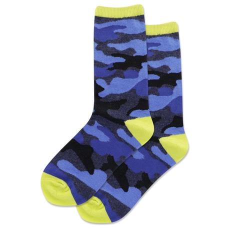 Kid's Camouflage Crew Socks Blue