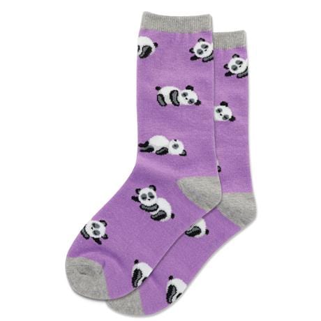 Lazy Panda Kid's Crew Socks Purple