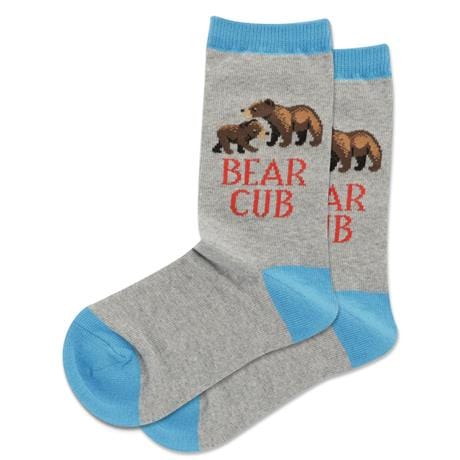 Kid's Bear Cub Crew Socks Grey