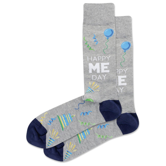 Happy Me Day Men's Crew Socks Grey