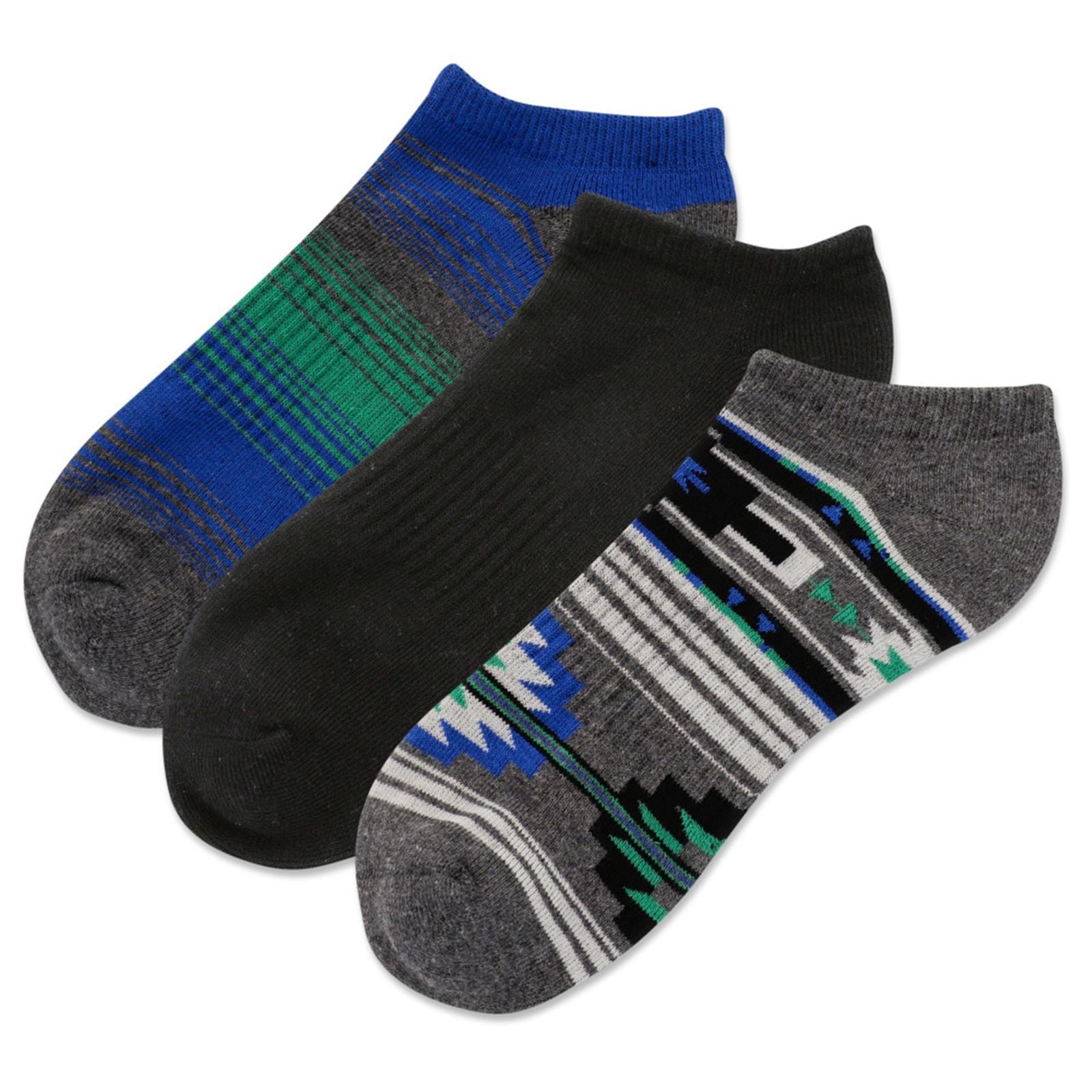 Geometric Shape Men's Low Cut 3 Pack Charcoal