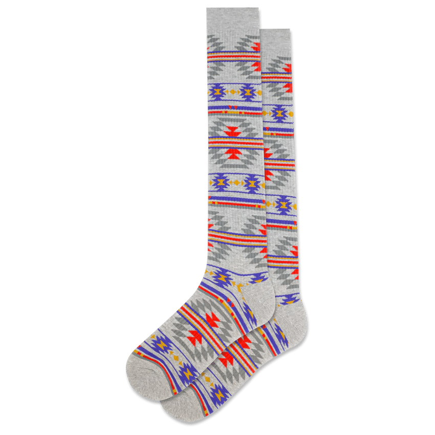 Geo Pattern Compression Socks Grey