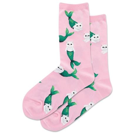 Mermaid Cat Women&#39;s Crew Socks Pink