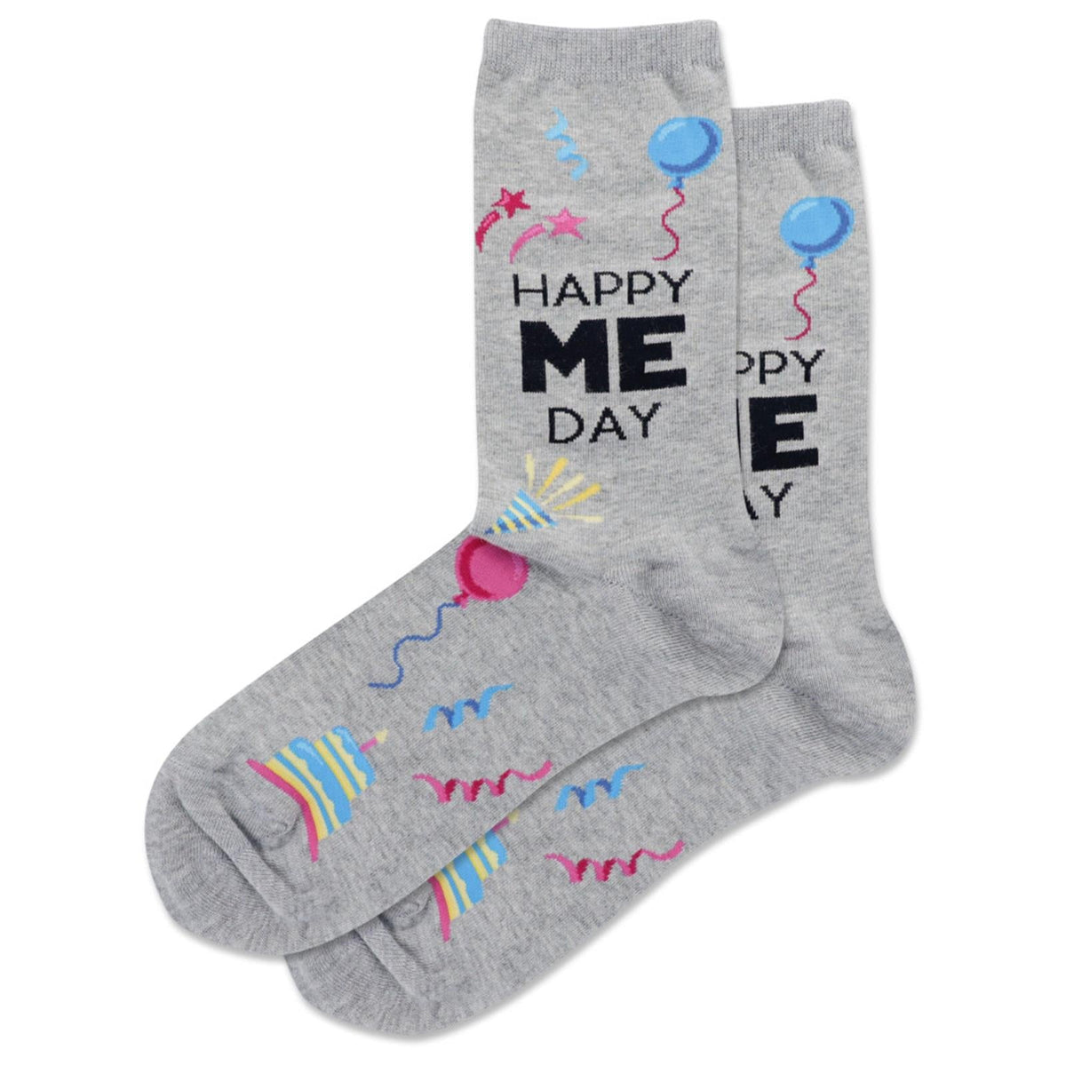 Happy Me Day Women&#39;s Crew Socks Grey