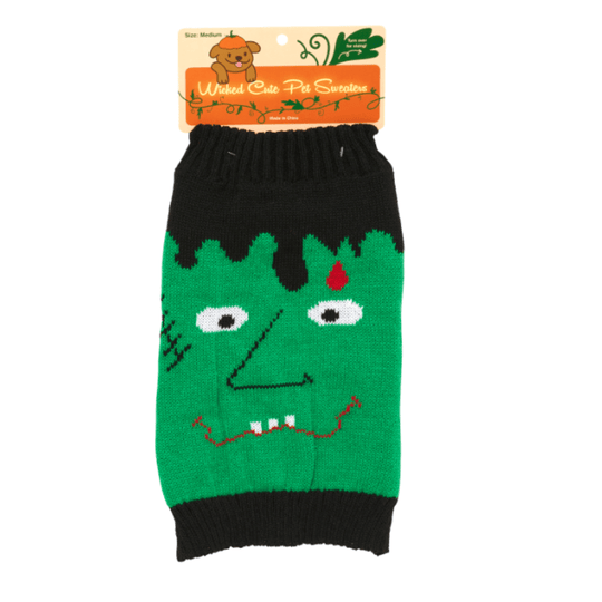 Halloween Monster Dog Sweater Green / Medium