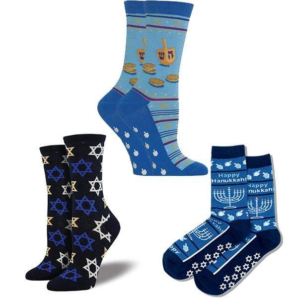 Hanukkah Bag of Socks for Women Blue