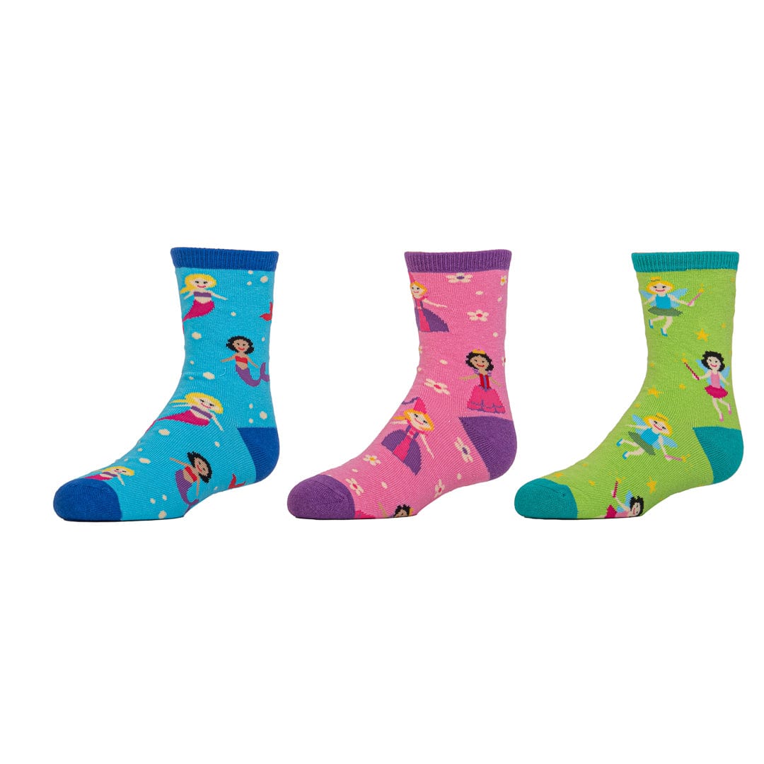 Happily Ever After Crew Sock 3 Pack Blue  / Pink / Green