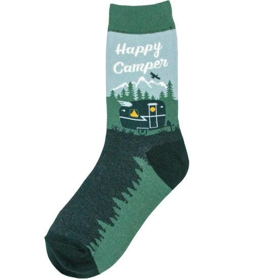 Happy Camper Women&#39;s Crew Socks Green