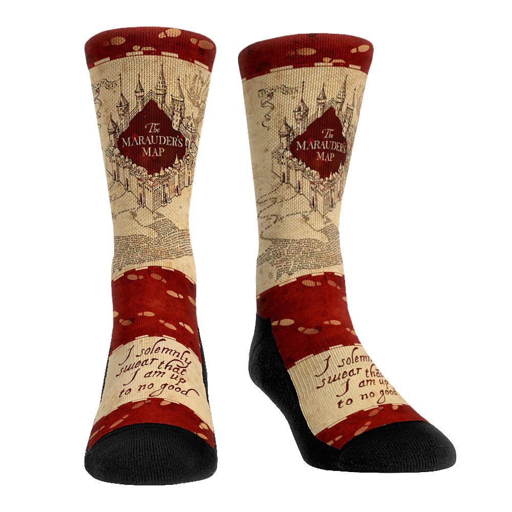 Harry Potter Marauder's Map Crew Sock Men's / Red and Tan