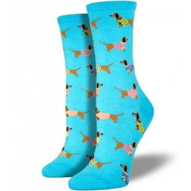 Haute Dog Socks Women's Crew Sock Blue