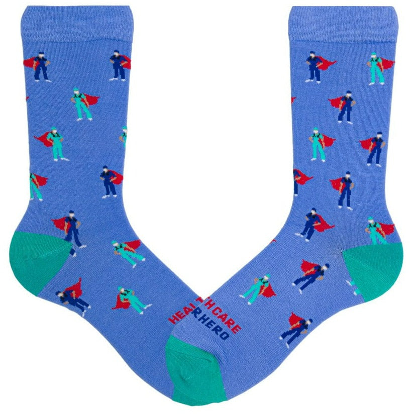 Healthcare Superhero Sock Crew Socks | Charity Sock - Blue / Women's ...