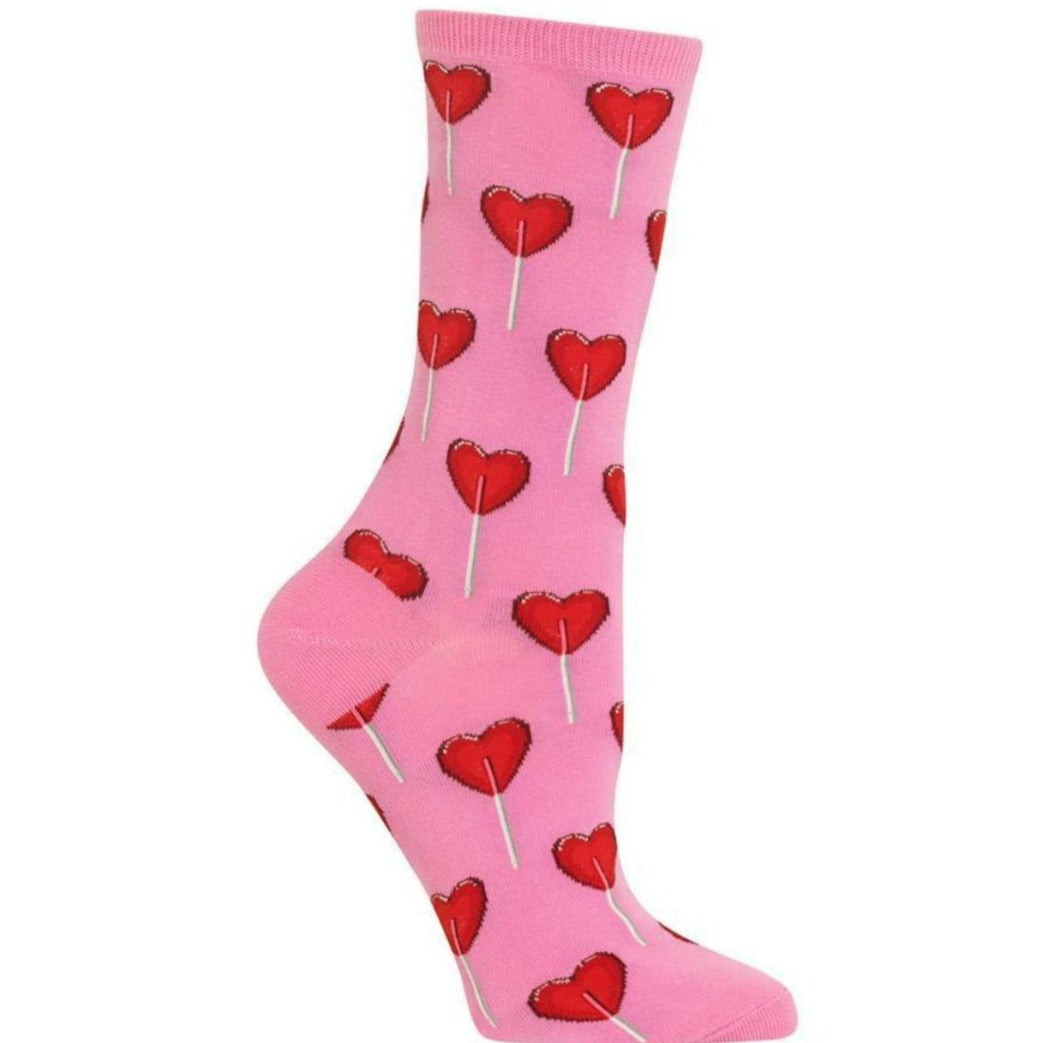 Heart Lollipop Socks Women&#39;s Crew Sock Pink