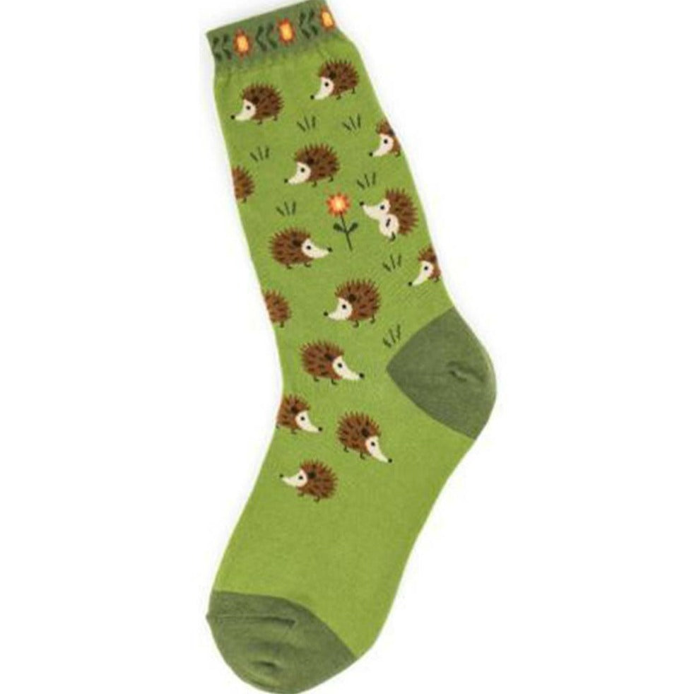 Hedgehog Socks Women&#39;s Crew Sock green