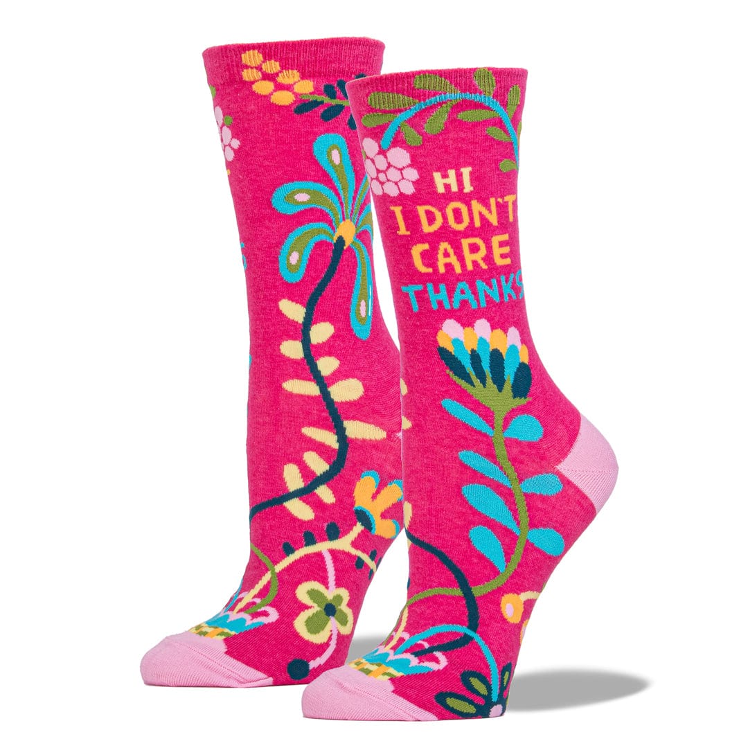 Hi, I Don&#39;t Care, Thanks Socks Women&#39;s Crew Sock pink