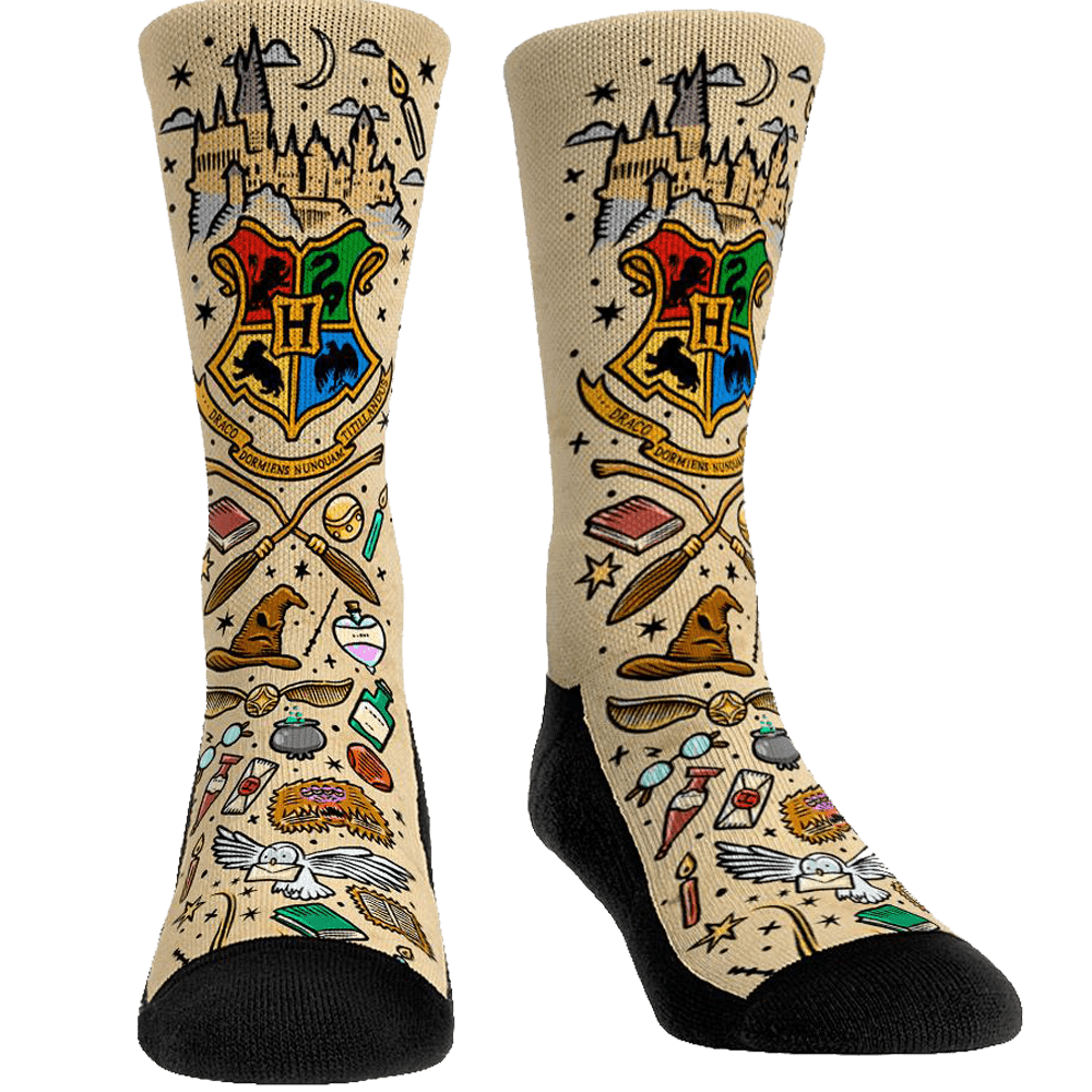 Hogwarts Allover Icons Women's Crew Socks 9-11 / Ivory